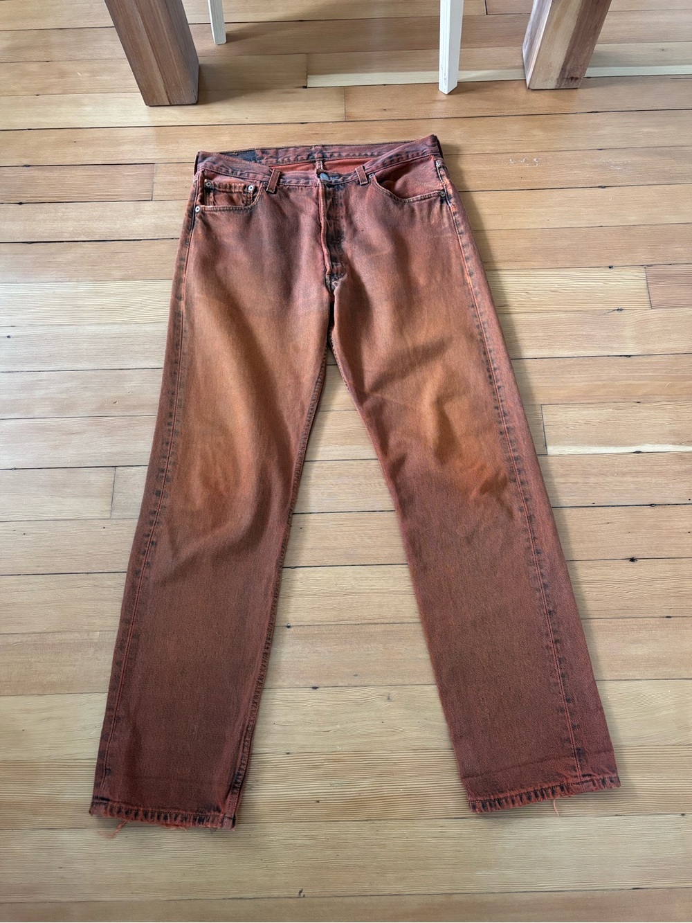 Vintage Levi’s 501 really unique rust wash 1990s high rise straight leg - Picture 7 of 13